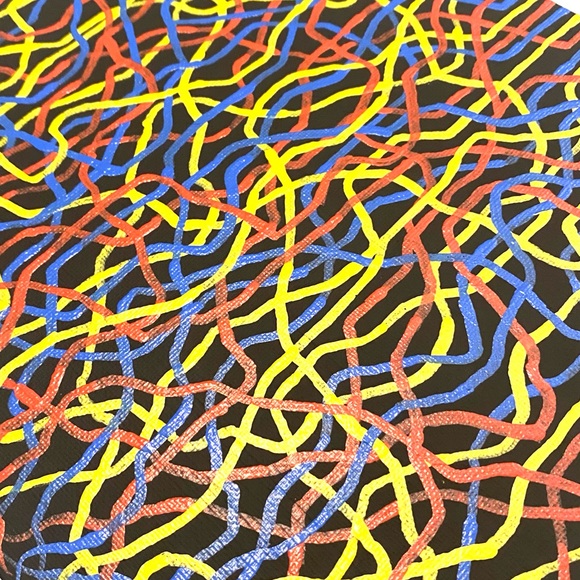 Mycelium Network / Collective Consciousness Painting- Red Yellow Blue and Black - Picture 9 of 10